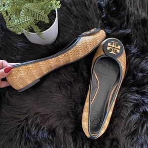 Tory Burch Reva Woven Raffia Straw flats